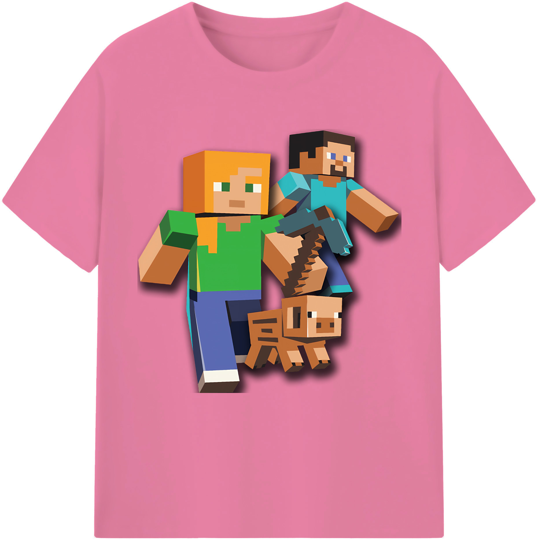 （画像用） マインクラフト ブロックの世界 Minecraft MC Block world 綿100％半袖Tシャツ（フロントプリント）